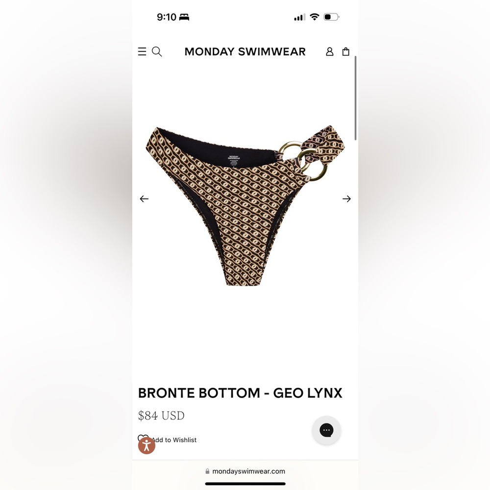 NWT Monday Swimwear Bronte Bottom Geo Lynx